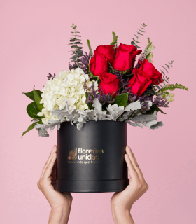 Box Premium con 7 rosas, hortensias y follaje - SV24-06