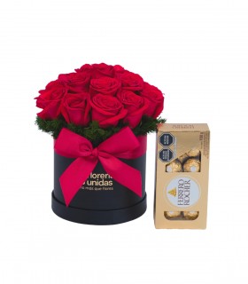 16 rosas y follaje en Box Premium - SV24-16