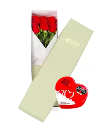 Caja San Valentín con 6 rosas + Hershey’s de Corazón - SV24-17