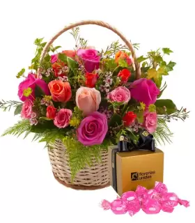 Rosas, Mini Rosas y Flores Variadas + Caja de Bombones - PK-JUL24-02