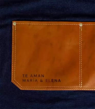 Mandil Parrillero Denim Oscuro Con Cuero Personalizado - PERZPEL02