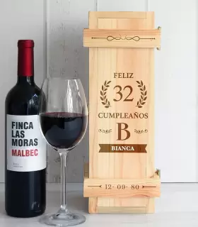 Portabotella Para Vino Cumpleaños Personalizada - PERZNAV24-35