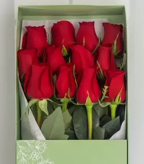 Caja con 12 Rosas Rojas - MA25-16