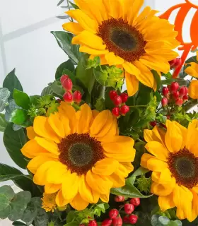 Corazón negro girasoles + topper abeja - FAM25-01