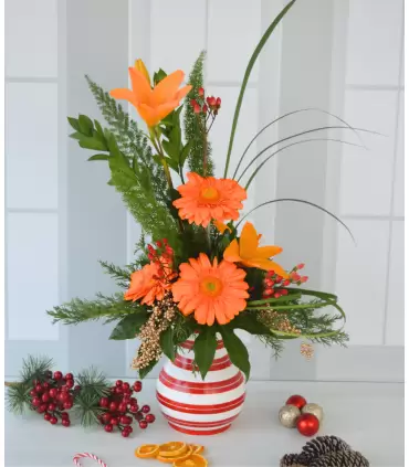 Jarrón de Navidad – Blanco y Rojo NAV25-03