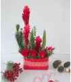 Canasta de Navidad Roja Floral NAV25-05