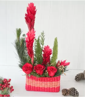Canasta de Navidad Roja Floral NAV25-05