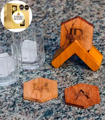 Posavasos Panal Personalizados (4 Unid.) con chocolate - PERZELLA-06