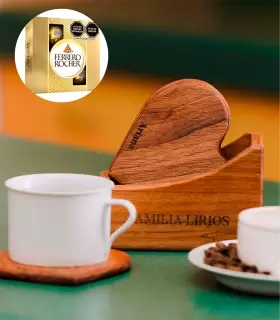 Posavasos Corazón Personalizados (6 Unid.) con chocolate - PERZELLA-07